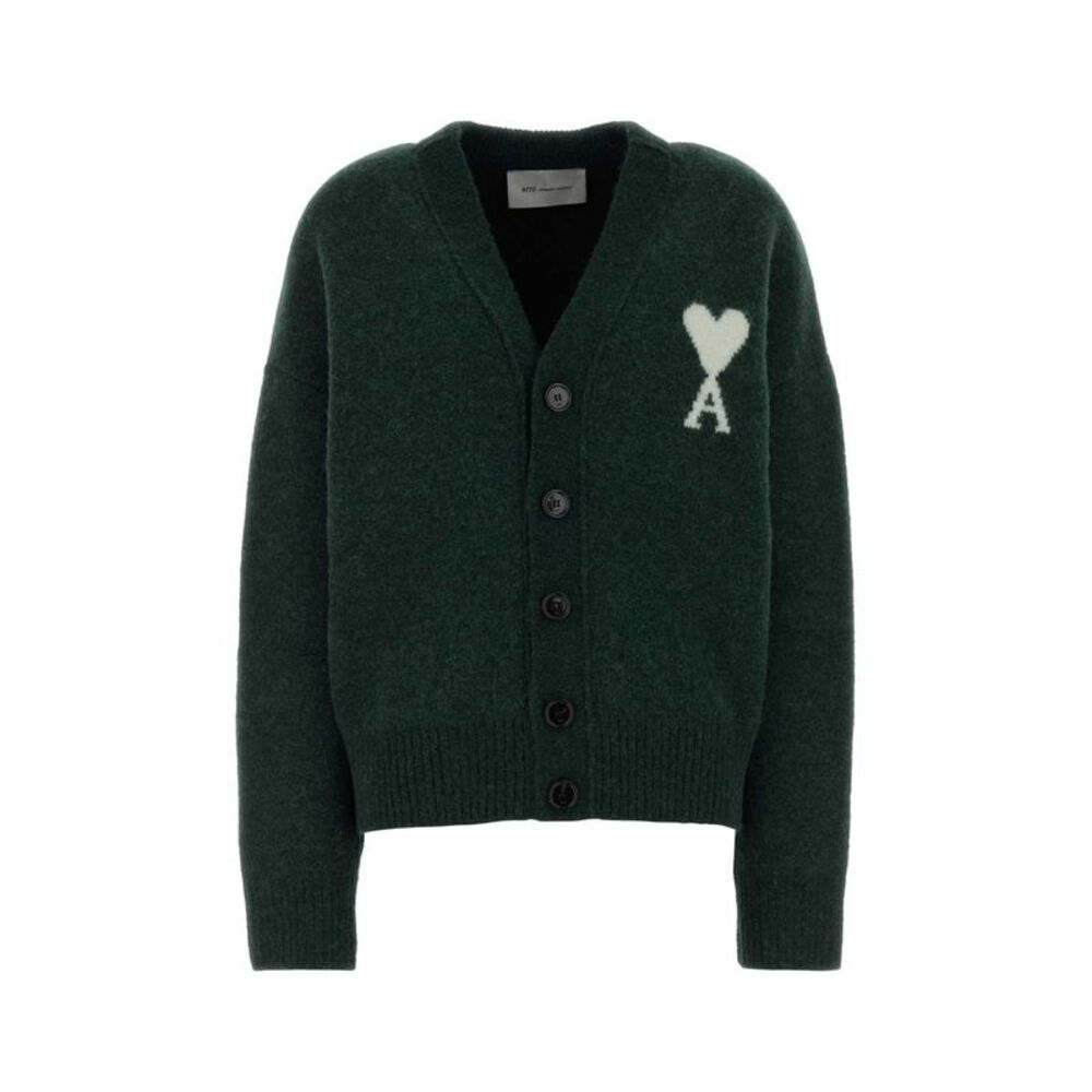 Ami Women Bottle Green Alpaca Blend Cardigan